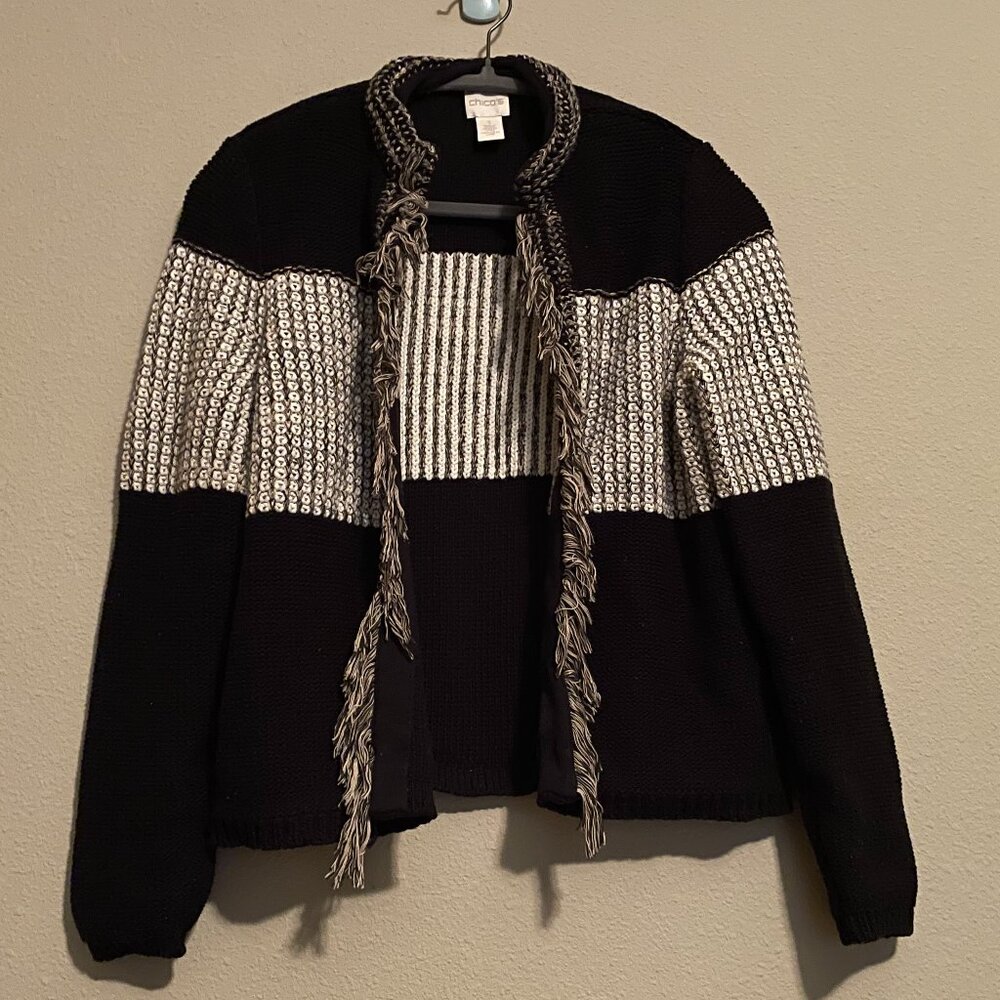 Chico's, Size 1, Crochet Waist Length Sweater